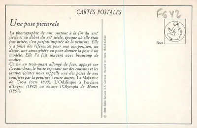 Nus — pose artystyczna inspirowana malarstwem — Édito Service S.A. Genève — Rewers