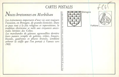 Venditrici di dolci accompagnano le Nozze bretonne — Morbihan — Artaud et Nozais, Nantes, n°57 — Verso