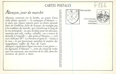 Alençon — Rue du Cours em um dia de feira — Edição M. L. — Verso
