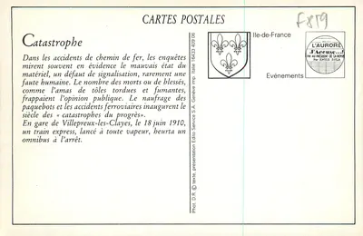 A catástrofe de Villepreux-les-Clayes — 18 de junho de 1910 — Edição L'Aurore — Verso