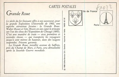 La Grande Roue — Paryż — Wydawca E.M. n°3064 — Rewers