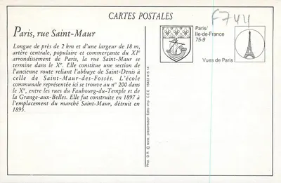 Rue Saint-Maur — Sortie des Écoles — Tout Paris, n° 514 — Verso