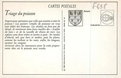 Boulogne-sur-Mer — El Triage del Pescado antes de la Criée — Artois Industrie — Reverso