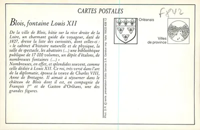 Blois — A Fonte de Louis-XII — ND Phot — Verso