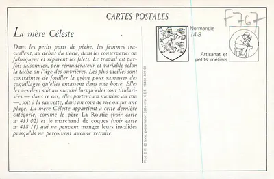 Calvados — Visvrouw-type — De moeder Celeste — J. Bréauner, uitgever, Caen (Deposito) — Achterkant
