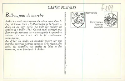 Bolbec (Seine-Inf.) — Plac Carnot w dzień targowy — Wydawca S.A. Geneve — Rewers