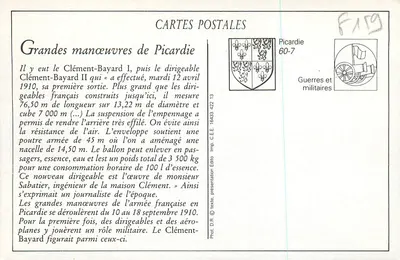 Grandes Manobras da Picardia — Os Oficiais do Clément-Bayard na Nacela — M. Clément Tixier, Comandante Ferrier — Verso