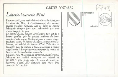 Laiterie-Beurrerie d'Issé — Um Departo de Manteiga — Éditeur C.E.E. n° 51-1 — Verso