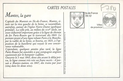 Mantes - Estación y Hospital — Editor C.E.E. n° 16433 412 16 — Reverso