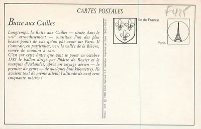 Butte aux Cailles — Uma rua da Butte aux Cailles — Édito Service S.A. n° 16433 405 01 — Verso