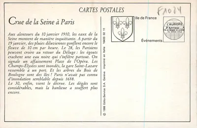 A cheia do rio Sena — Paris - O Passo do padeiro na rue de Lourmel — Éditeur ELD — Verso