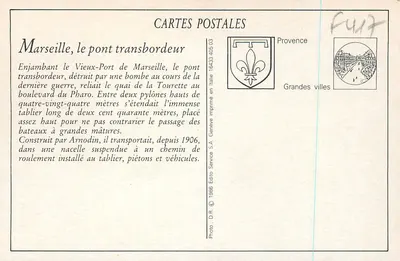Marselha — O Ponte Transbordeur — Selecta — Verso