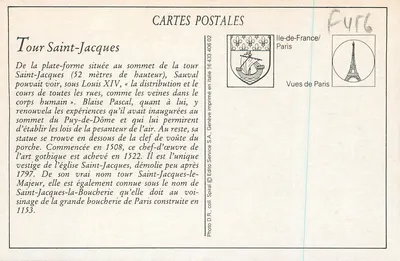 Paryż — Rue de Rivoli — Wieża Świętego Jakuba — Rewers