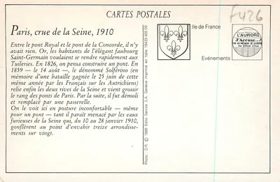A Cheia de Janeiro de 1910 - PARIS - O Ponte de Solférino — Verso