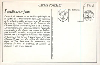Nos Champs-Élysées: As Nounous — CENÁRIOS PARISIENOS — ND Fot. n°716 — Verso
