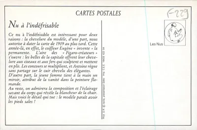 Nu à l'indéfrisable — modèle nu tenant un miroir — éditeur Les Nus, n° 507 — Achterkant