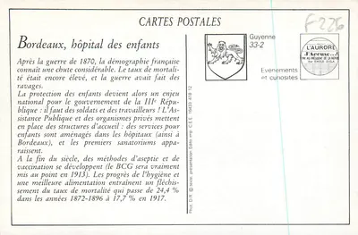 Kinderspital van BORDEAUX — Chirurgie (Grote Jochies) — A. Cavaillé, fot., Bordeaux — Achterkant