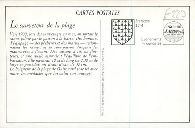 O banhista da praia de Quirouard — Bretagne — Editor L'Aurore — Verso