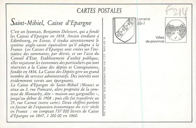 Saint-Mihiel — Kasa oszczędności i ulica Carnot — Édito, nr 55-1 — Rewers