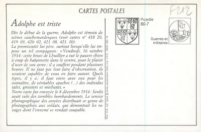 Senlis — Palácio de Justiça incendiado pelos Alemães — série 19 — edição Picardie — Verso