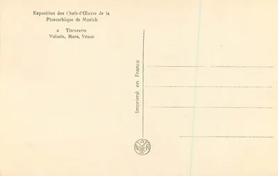 Vénus, Vulcain — Exposition des Chefs-d'Œuvre de la Pinacothèque de Munich — Tintoretto — n°2 — Verso