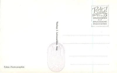 Stift St. Florian, Marmorsaal z zewnątrz z fontanną Stiftsbrunnen — Verlag J. Leitienmüller, Linz, n° 2316 — Rewers