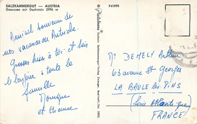 Gosausee z Dachsteinem — Salzkammergut, Austria — wydawca Salzkammergut-Verlag Zwerger, nr P41998 — Rewers