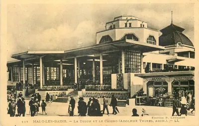 Malo-les-Bains — A Digue e o Casino — Adolphe Thiers, Arq. — Edição P. Leynaert