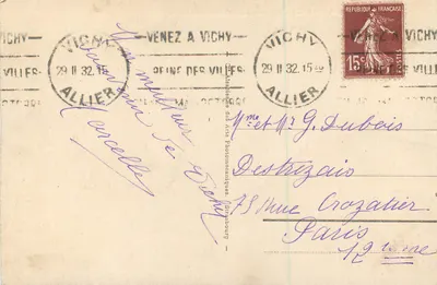 Vichy - Il Canotto del Golf — editore: Ch. Alapianne des Arts Photomécaniques, serie 69 — Verso