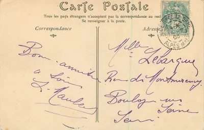 Nice — Vue générale prise du Château — ND Phot, n° 302 — Verso
