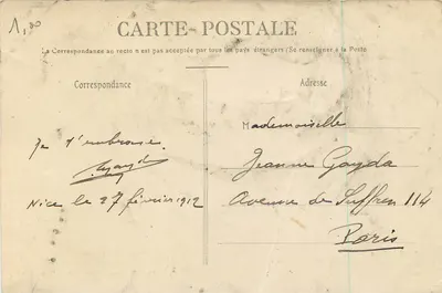 NICE — Villa Furtado-Heine (1895) — Une Allée de Palmiers, éditeur Simon, 10c — Verso