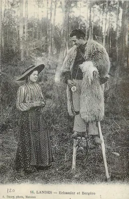 Landes — Échassier e Bergère — A. Daury, foto, Morcenx