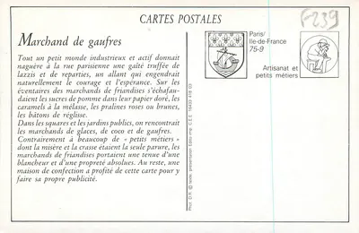 Vendedor de gaufres — Os pequenos ofícios parisienses — Artesanato e pequenos ofícios, Paris/Ile-de-France — Verso