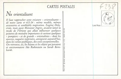 Nu orientalne — Wydawca PC Paris, nr 1603 — Rewers