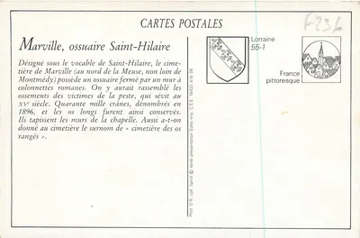 Marville — O Ossuário de Saint-Hilaire — Imp. Pierrot, Montmédy — Verso