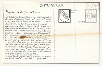 Papeteries de Jeand'heurs — Wyjście z Ateliers — Wydawnictwo Rodier et Fils — Rewers
