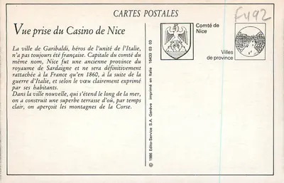 Nice — Vista tirada do Casino — LL. n°86 — Verso