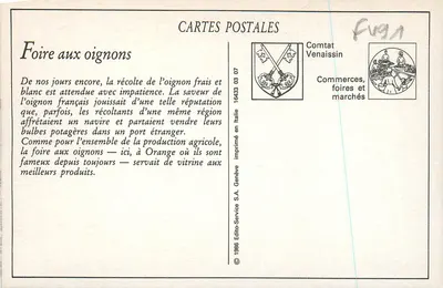 Orange - A Feira de Cebolas — editor Comtat Venaissin, n° 16433 — Verso