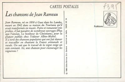 Os Viticultores — As Canções de Jean Rameau ilustradas — Editor Albin-Michel — Verso