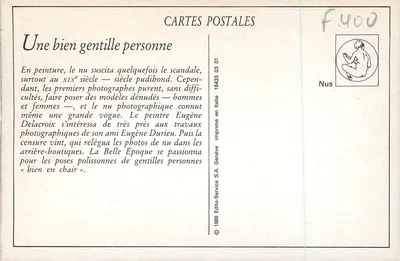 Nu com uvas — editor Edito-Service S.A. Genève, n° 1076 — Verso