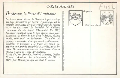 Bordeaux — Plaza de la Victoria y Puerta de Aquitania — Editor: Service S.A. Genève — Reverso