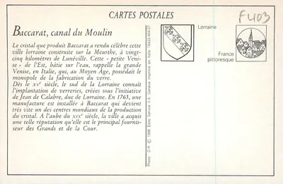 Baccarat — Canal do Moulin — L. Apté, Grand Bazar Parisien, Baccarat — Verso