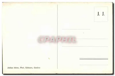 Hospicjum Grande Saint Bernard — widok z jeziorem i bykami — J. J. 8935 — Rewers