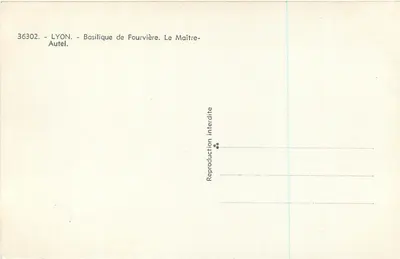 Basilique de Fourvière — Autel — Éditeur non identifié, n° 36302 — Verso