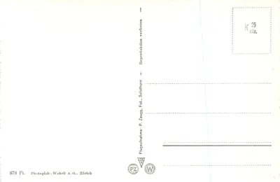 Vista aérea de Spiez — lago de Thoune — editor Photoglob-Wehrli A.G. Zürich, n° 878 — Verso