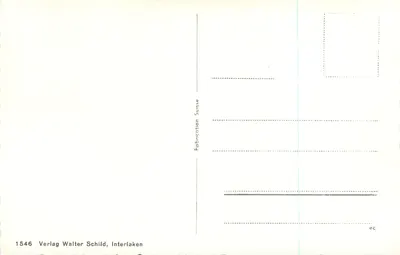 Iseltwald — widok jeziora z domem na wyspie — Verlag Walter Schild, Interlaken — Rewers