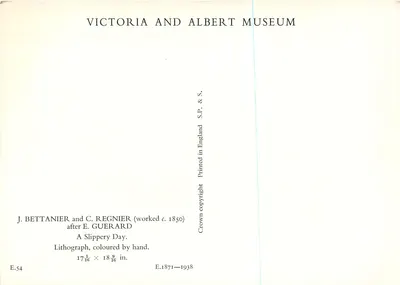 Een Glibberige Dag — J. Bettanier en C. Regnier naar tekening van E. Guerard — Victoria and Albert Museum — Achterkant