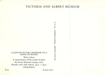 Landschaftsansicht mit Figuren — Nachbildung einer Seite aus dem Kalender eines Stundenbuchs — Victoria and Albert Museum — Rückseite