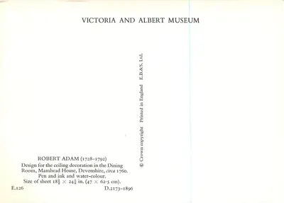 Deckenverzierung — Mamhead House, Devonshire, um 1760 — Robert Adam — Victoria and Albert Museum — Rückseite