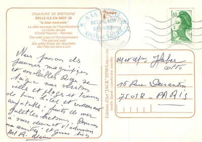 A rocha perfurada — Belle-Île-en-Mer — Edições de Arte 'JACK' n°2700 — Verso